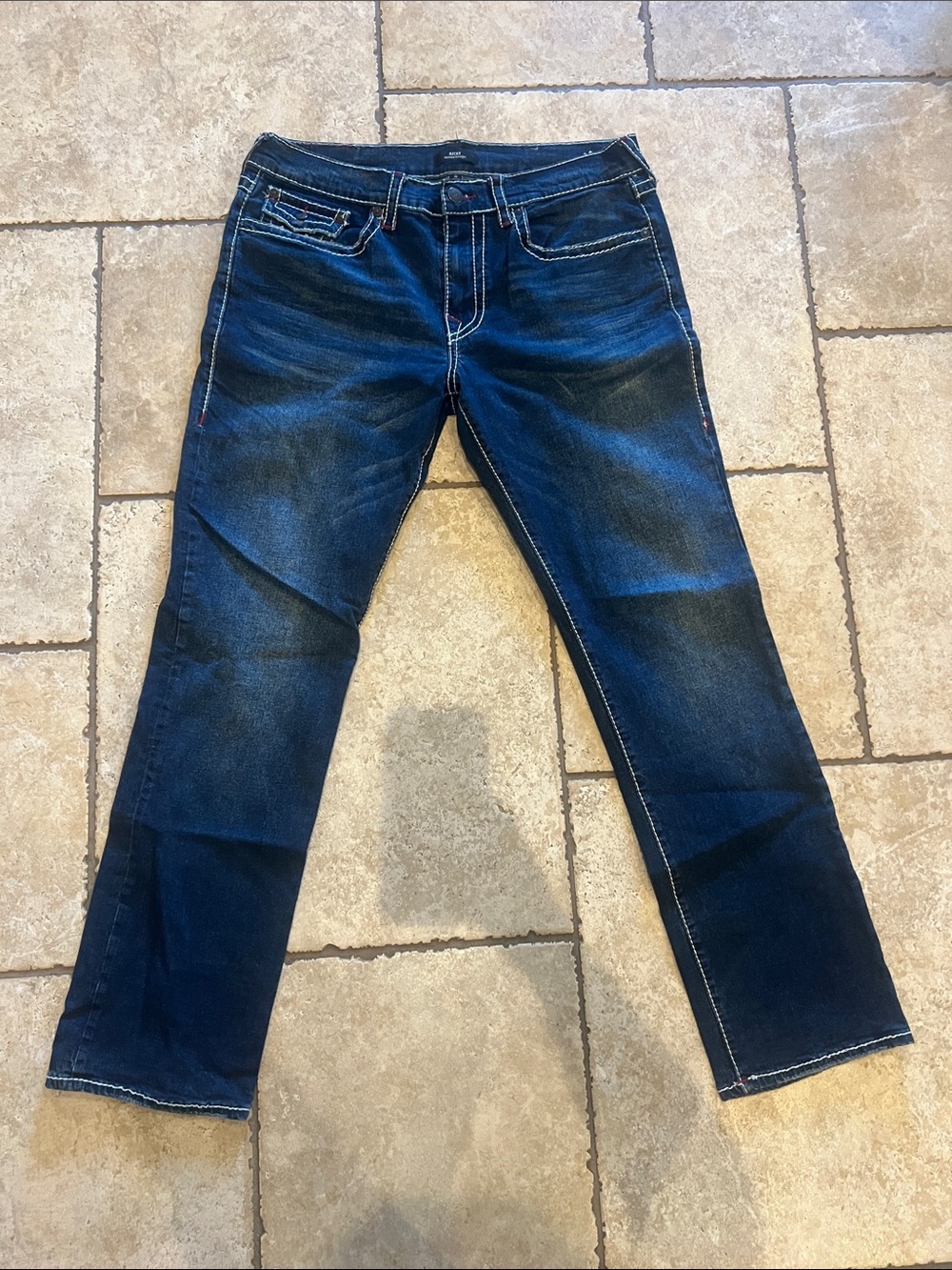 Men's Dark Blue Straight Leg Jeans